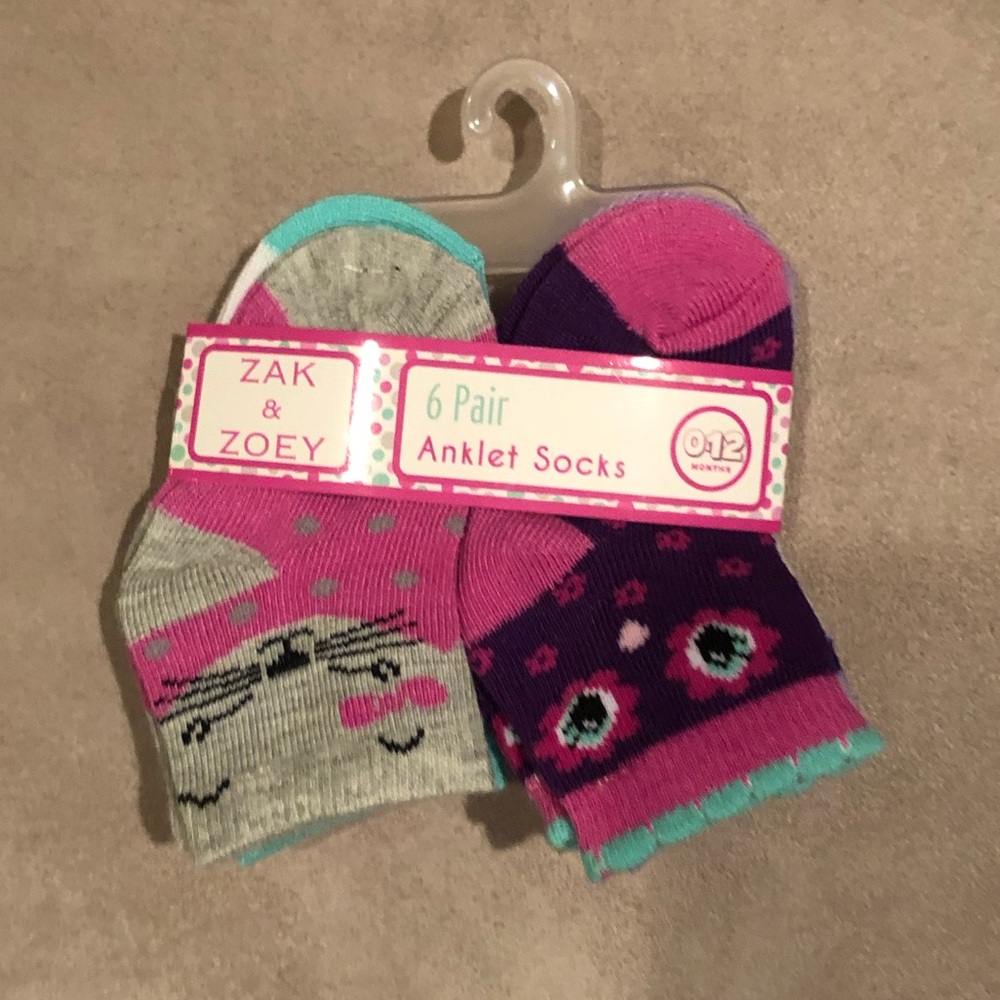 New Zak & Zoey 6 pairs of Baby Girl Anklet Socks